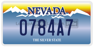 0784A7 license plate in Nevada