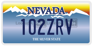 102ZRV license plate in Nevada