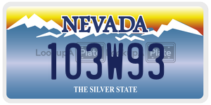 103W93 license plate in Nevada
