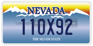 110X92 license plate in Nevada