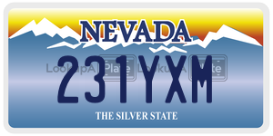 231YXM license plate in Nevada
