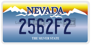 2562F2  license plate in NV