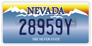 28959Y license plate in Nevada