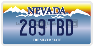 289TBD license plate in Nevada