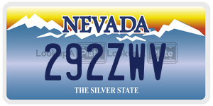 292ZWV license plate in Nevada