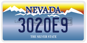 3020E9 license plate in Nevada