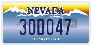 30D047  license plate in NV