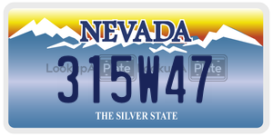 315W47 license plate in Nevada