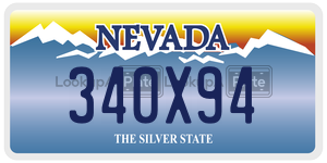 340X94 license plate in Nevada