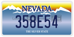 358E54 license plate in Nevada