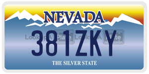 381ZKY  license plate in NV