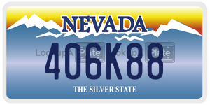 406K88 license plate in Nevada