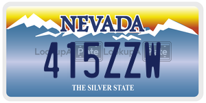 415ZZW  license plate in NV
