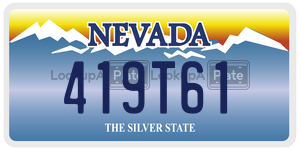 419T61 license plate in Nevada