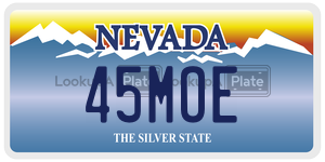 45MOE license plate in Nevada