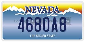 4680A8 license plate in Nevada