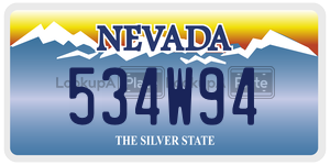 534W94  license plate in NV