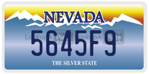 5645F9  license plate in NV