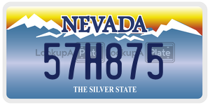 57H875 license plate in Nevada