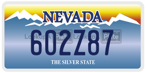602Z87 license plate in Nevada