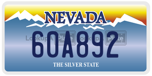 60A892 license plate in Nevada