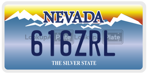 616ZRL license plate in Nevada