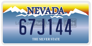 67J144 license plate in Nevada