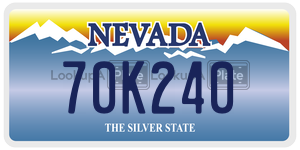 70K240  license plate in NV
