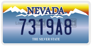 7319A8 license plate in Nevada