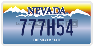 777H54  license plate in NV