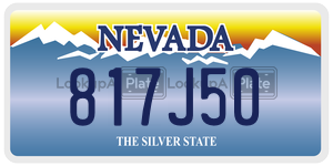 817J50 license plate in Nevada