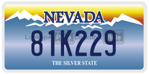 81K229  license plate in NV