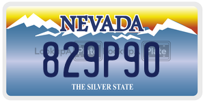 829P90 license plate in Nevada