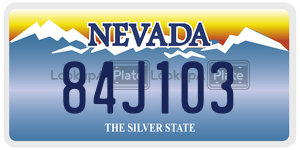 84J103 license plate in Nevada