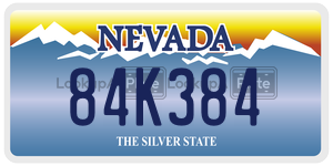 84K384  license plate in NV