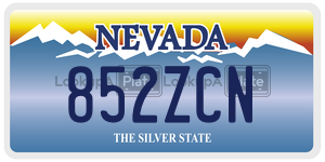 852ZCN license plate in Nevada