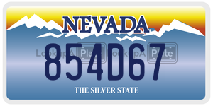 854D67  license plate in NV