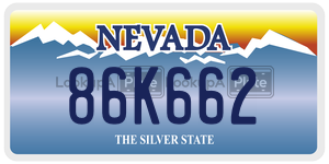 86K662  license plate in NV