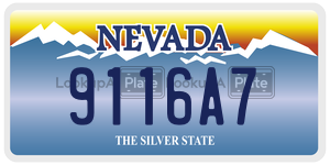 9116A7 license plate in Nevada