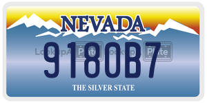 9180B7  license plate in NV