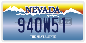 940W51 license plate in Nevada