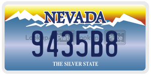 9435B8 license plate in Nevada