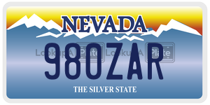 980ZAR license plate in Nevada