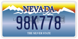 98K778  license plate in NV