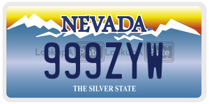999ZYW license plate in Nevada