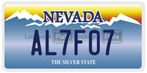 AL7F07  license plate in NV