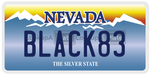 BLACK83 license plate in Nevada