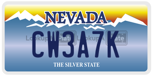 CW3A7K license plate in Nevada