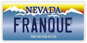 FRANQUE license plate in Nevada