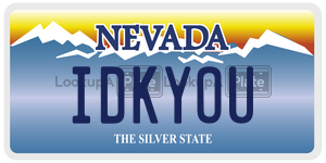IDKYOU  license plate in NV